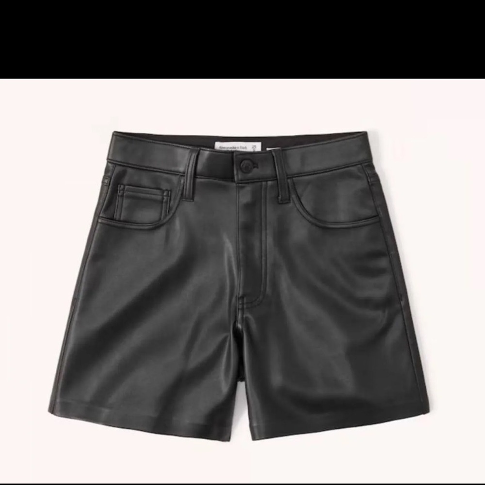 Abercrombie & Fitch Black High Waist Leather Shorts